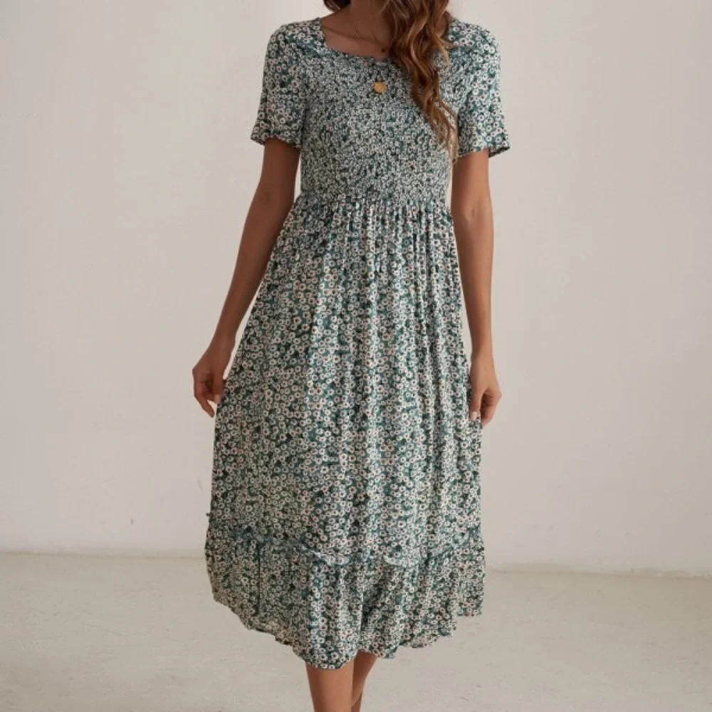 knee length dresses for ladies Girls Smocked Tiered Dress